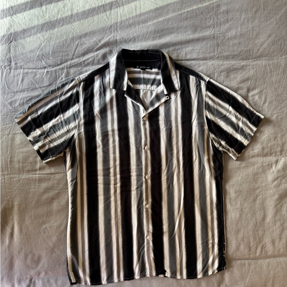 INC International Concepts Black and White Striped Shirt